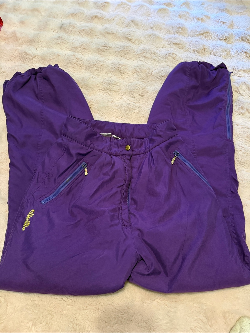 Vintage Ellesse Purple ski Pants with gold accents